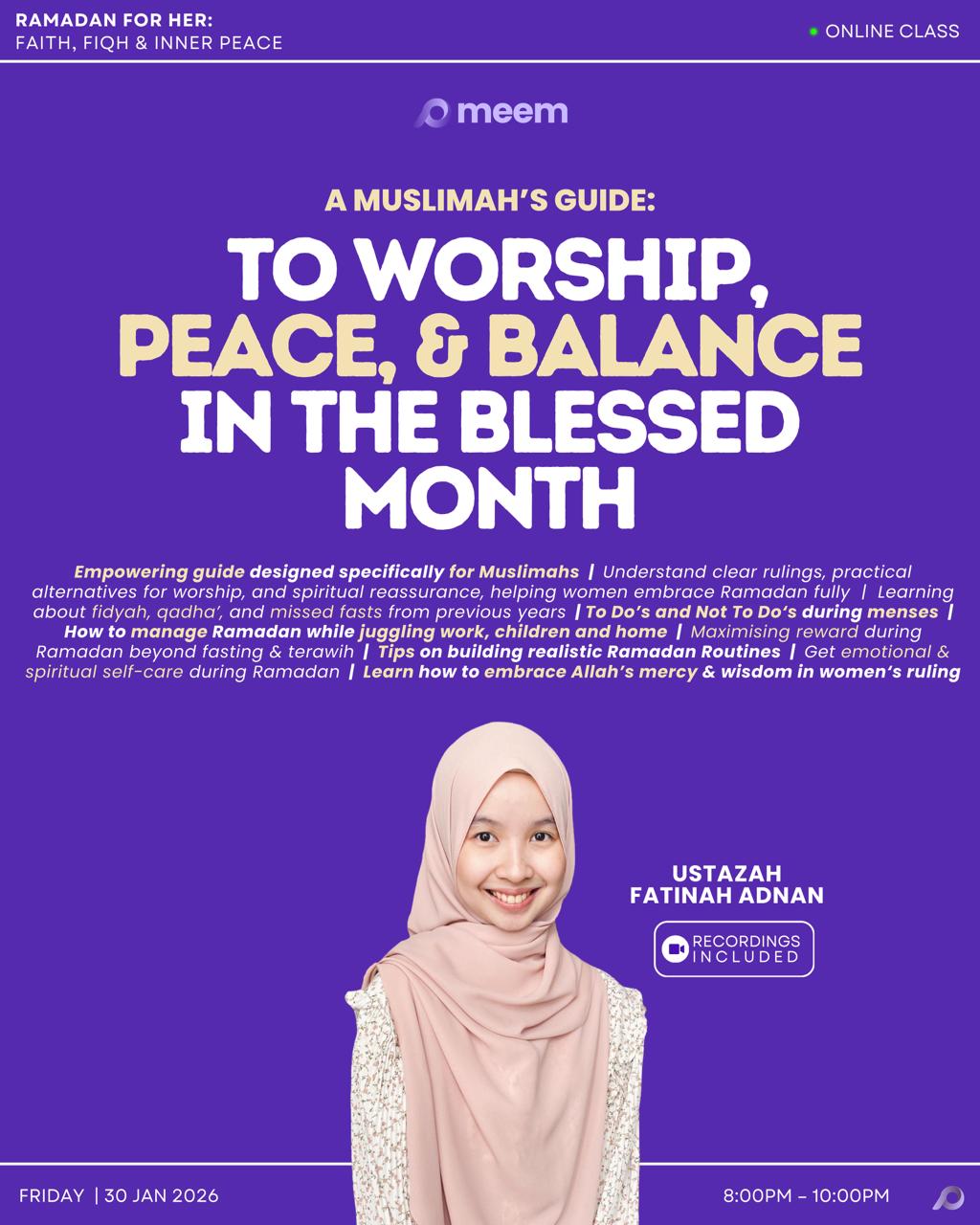 Ramadan for Her: Faith, Fiqh & Inner Peace